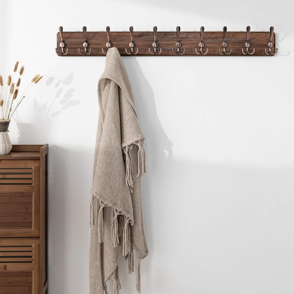 SKOLOO Coat Rack Wall Mounted - 38.6" Long, Wooden, Heavy Duty, Rustic C...