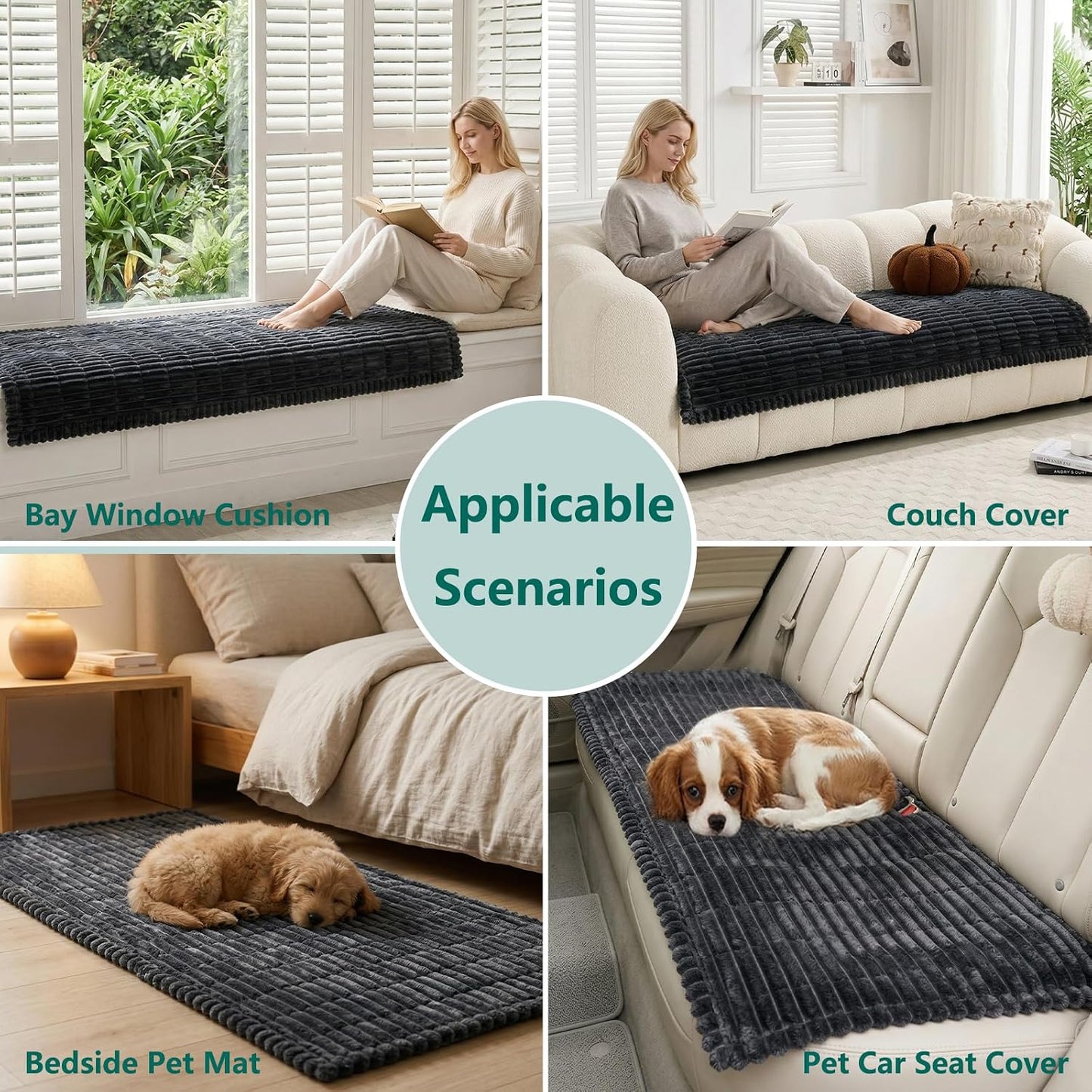 Sofa Covers for Dogs Washable, Non Slip Couch Covers, Soft Fuzzy Sofa Covers for Pets, Dog Bed Protector (Dark Grey, 29"x71")