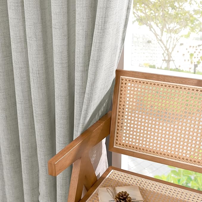 YoungsTex Light Grey Linen Curtains 80 Inch Length - Image 9