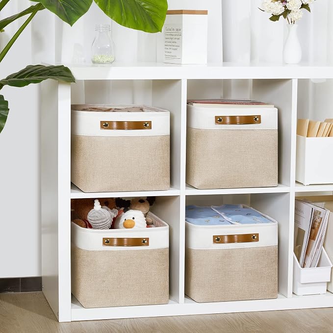 DULLEMELO Fabric Storage Bins for Laundry, Foldable Storage Baskets for Shelves - Image 4
