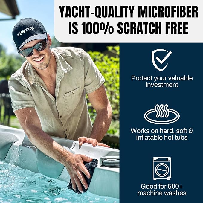TUBTEK Microfiber Hot Tub Surface Cleaner Towels – Hot Tub Cover Cleaner & - Image 2