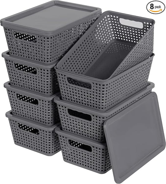 Plastic Storage Baskets With Lid, Storage Bins by Unknown