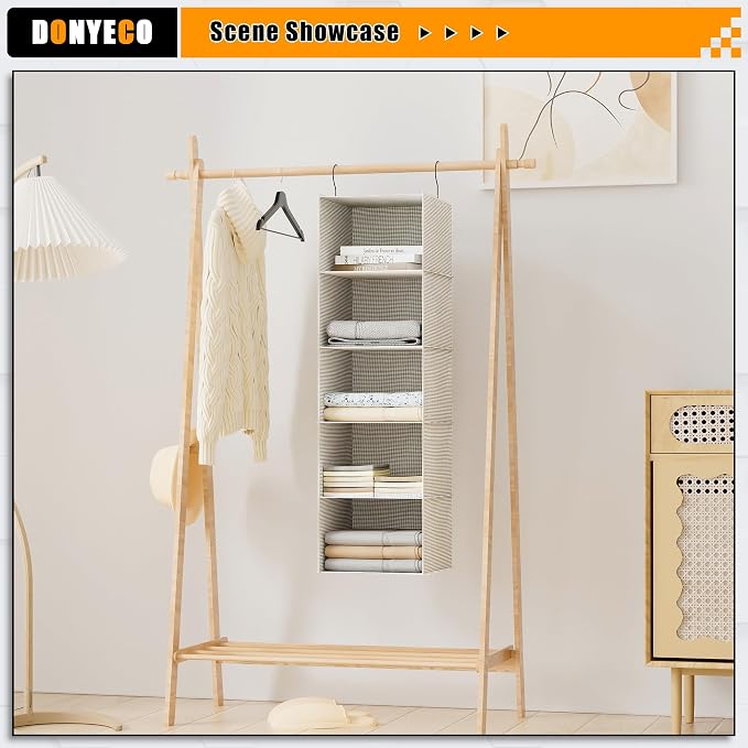 Hanging Closet Organizer, Easy Mount Foldable 5-Shelf Hanging Closet Wardrobe - Image 5