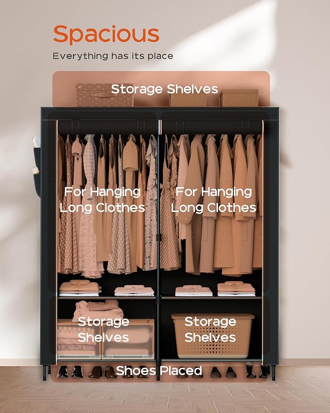 Portable Closet, 54.3 Inch Large Capacity Wardrobe Closet - Image 4