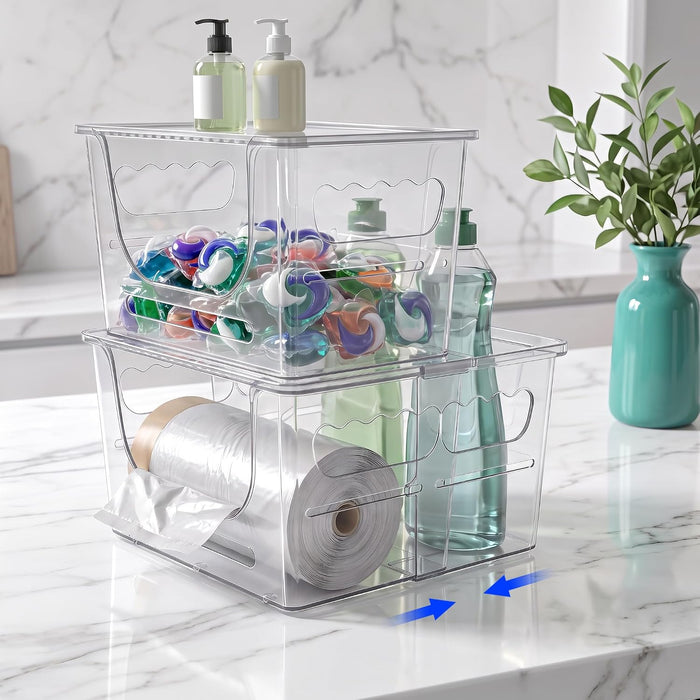 Clear Trash Bag Holder, BLULEE Stackable Garbage Bag Dispenser,2 Pack