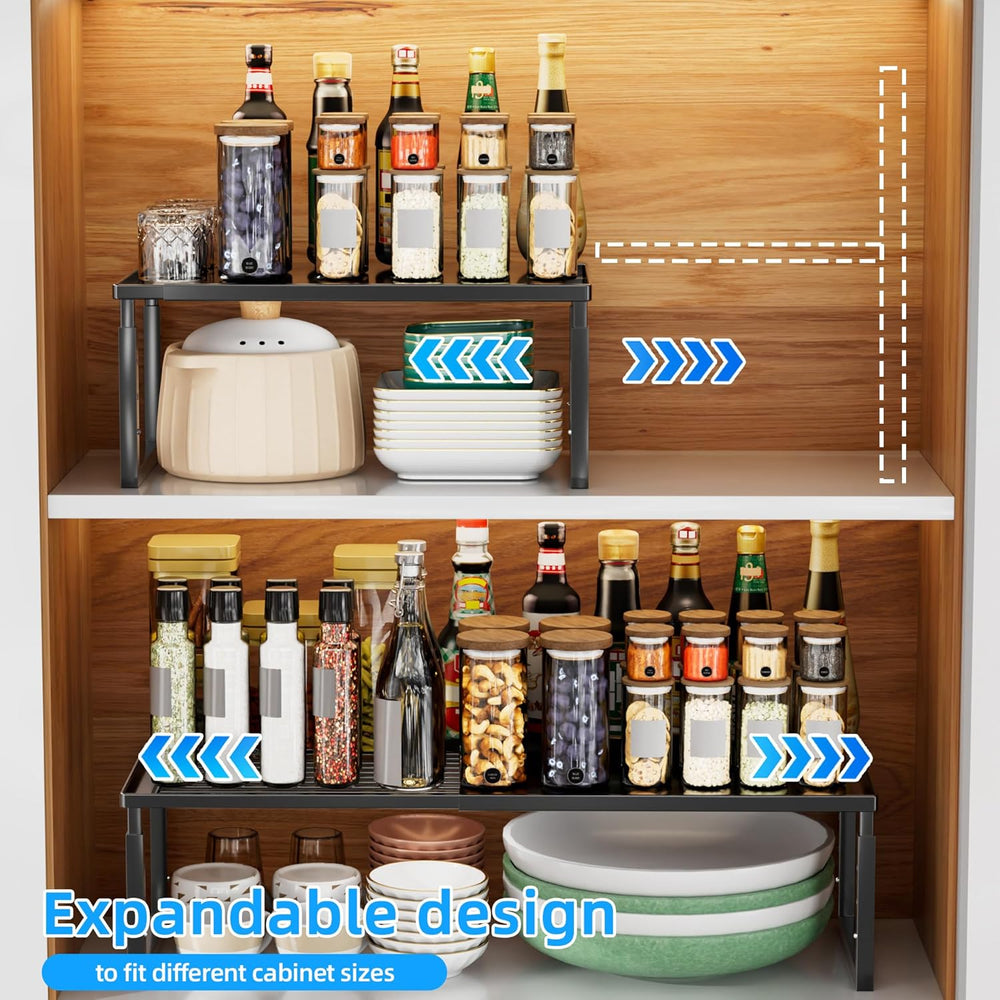 Cabinet Shelves, 4 Pack Stackable Shelves for Pantry Storage