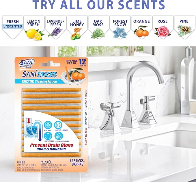 SANI 360° Sani Sticks Drain Cleaner and Deodorizer, Eliminate Odors, Prevent - Image 6