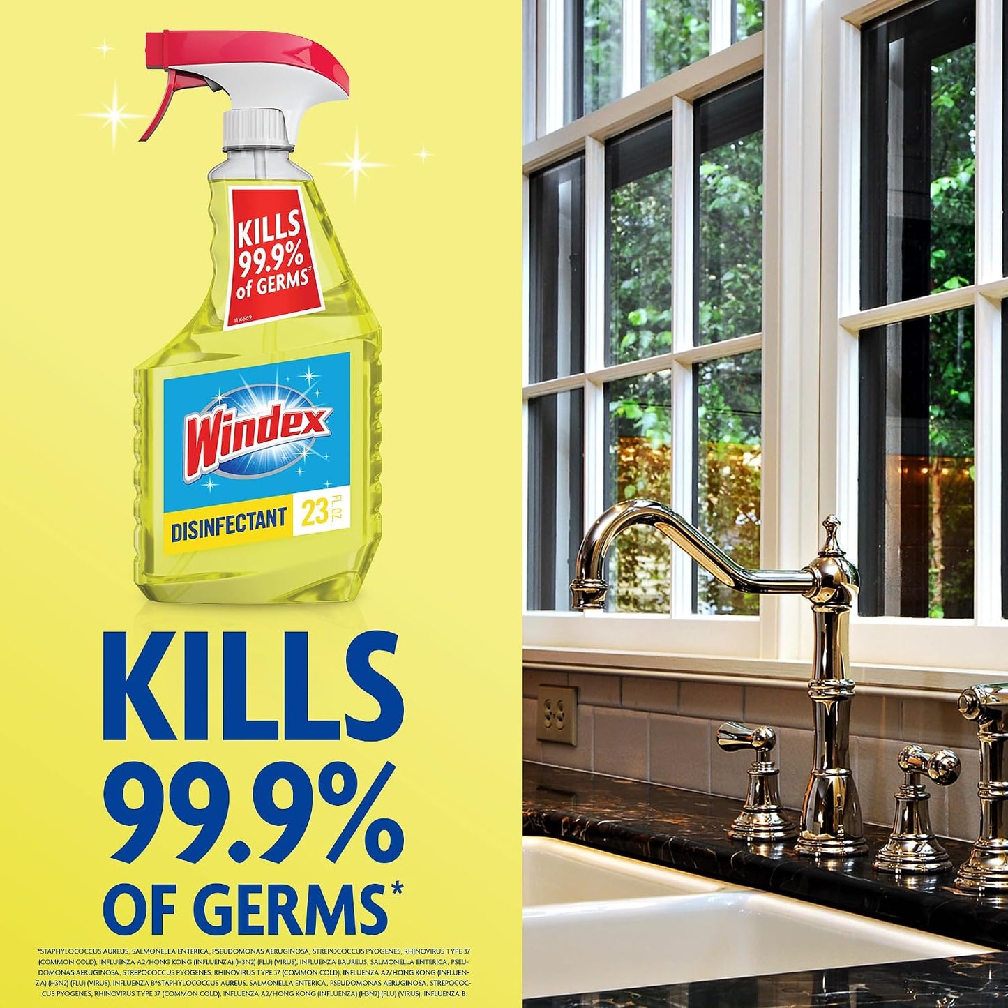 Windex Multipurpose Cleaner Disinfectant Spray Bottle, Fast Clean Surface Cleaner, Citrus Scent, 23 Fl oz