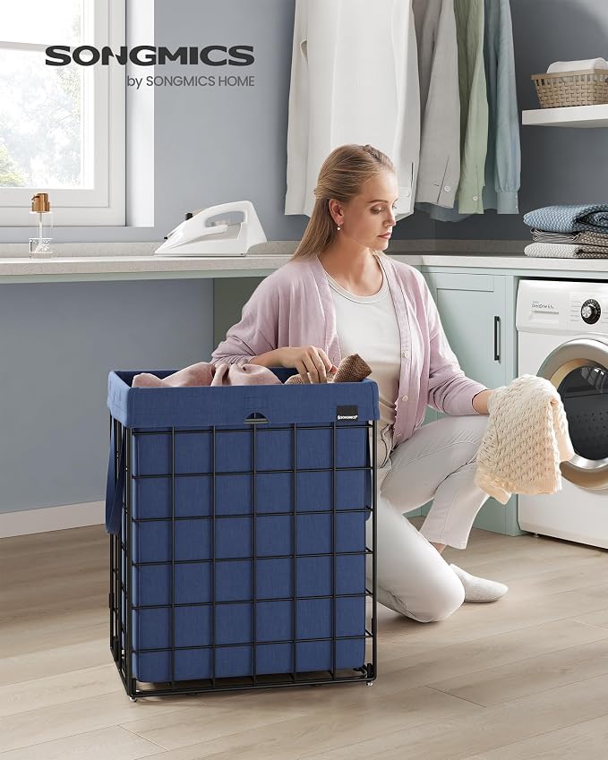 SONGMICS Laundry Hamper, 23.8 Gal. Laundry Basket, Collapsible Clothes Hamper - Image 2