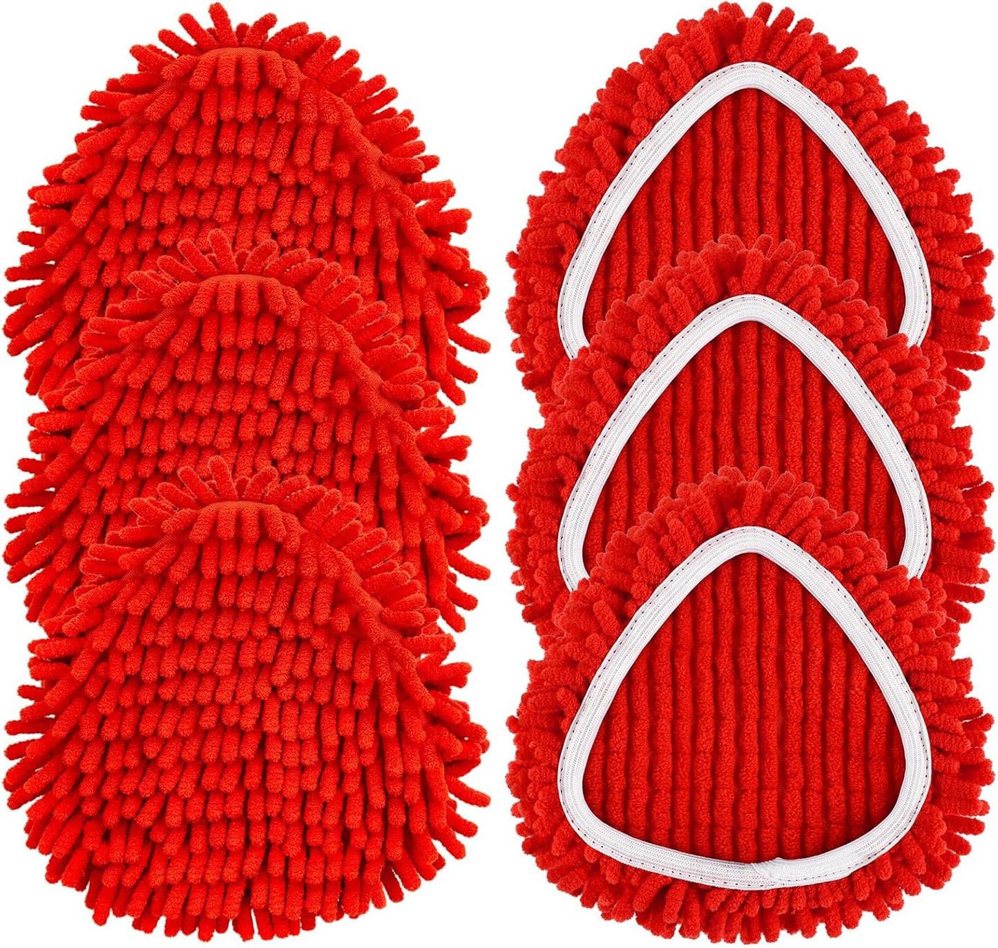 6 Pack Mop Replace Head for O Cedar, Mop Heads Replacements for Ocedar, Chenille Duster for O-Cedar Easywring 1-Tank Spin Mops, Reusable Red Chenille Dust Mop Pads for Dry Wet Use