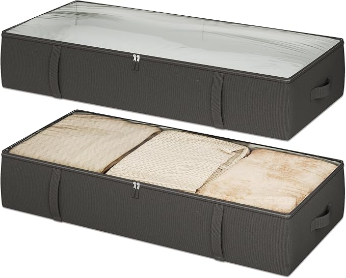2-Pack Under Bed Storage Containers, 8 Inches Tall Underbed Clothes Storage by Makestorageclosetolife