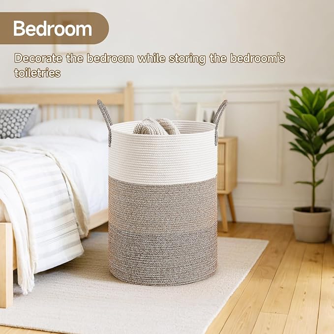CLHMILY&Z 80L Laundry Basket Round Storage Rope Basket - Image 6