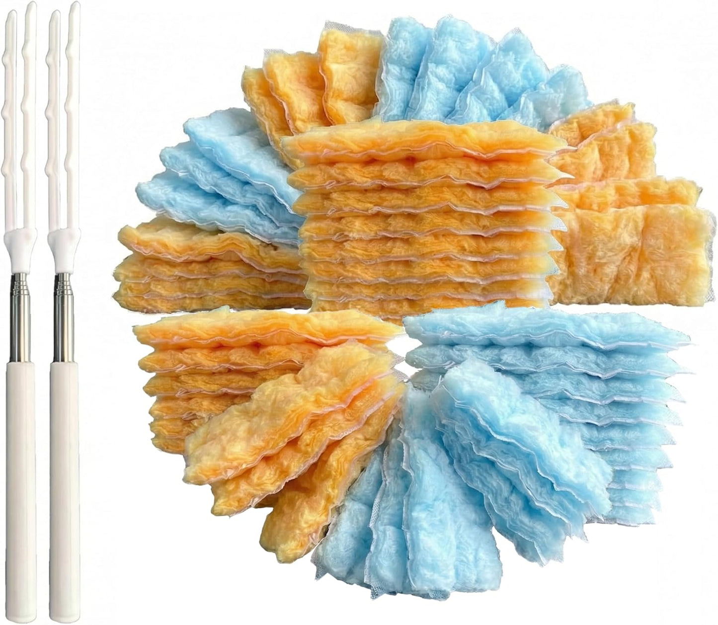 50 Count Duster Refills with 1 Handle | Disposable Multi Surface 360° Duster Cleaner Kit for Ceiling Fans, Blinds & Furniture