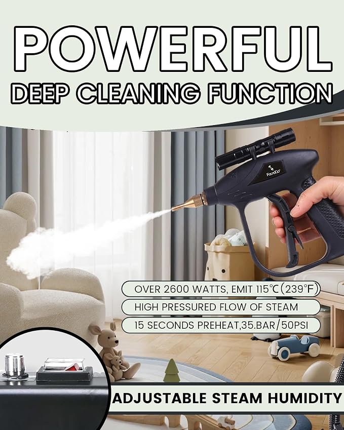 FoundGo 1700W Tankless Handheld Steam Cleaner - Image 3