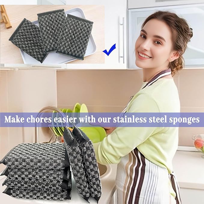 Steel Wool Scrubbers Dish Sponges Kitchen Scrubbing Pads Pot Scrubber - Image 6