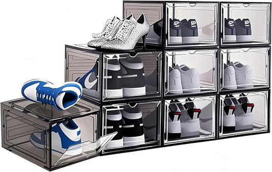 9 Pack Thicken Shoe Organizer Stackable Upgraded Sturdy Transparent Shoe by DAYOOH