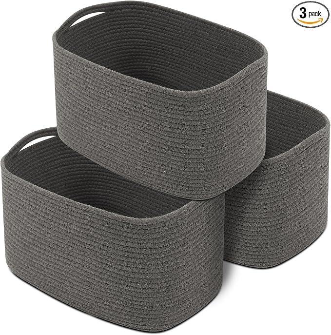 CHAT BLANC Cotton Rope Baskets for Organizing | Storage Baskets for Shelves | by CHATBLANC