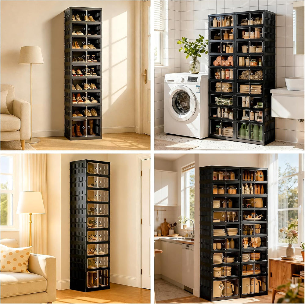 Foldable Shoe Organizer Storage Box, Portable Extra Large Folding Shoe Rack f...