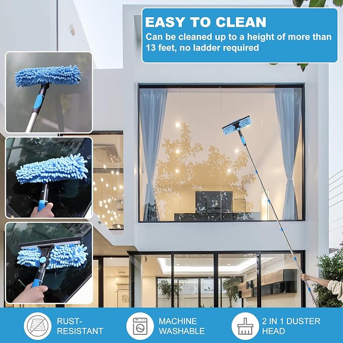 High Reach Duster Kit with14 ft Extension Pole High Ceiling Dusting and Window - Image 6