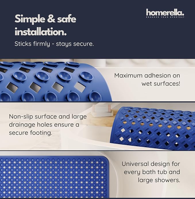 homerella® Bathtub Mat Non Slip 35x16, Incl. Hooks - Image 4