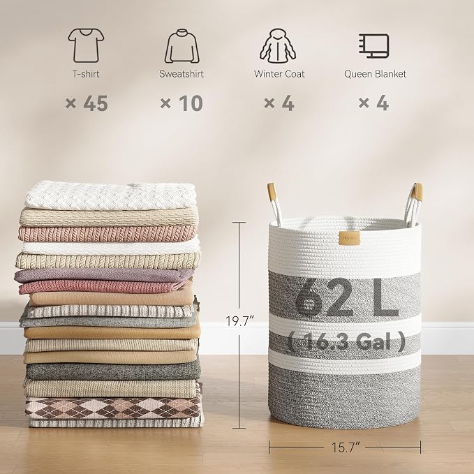 62L Striped Laundry Hamper - Image 4