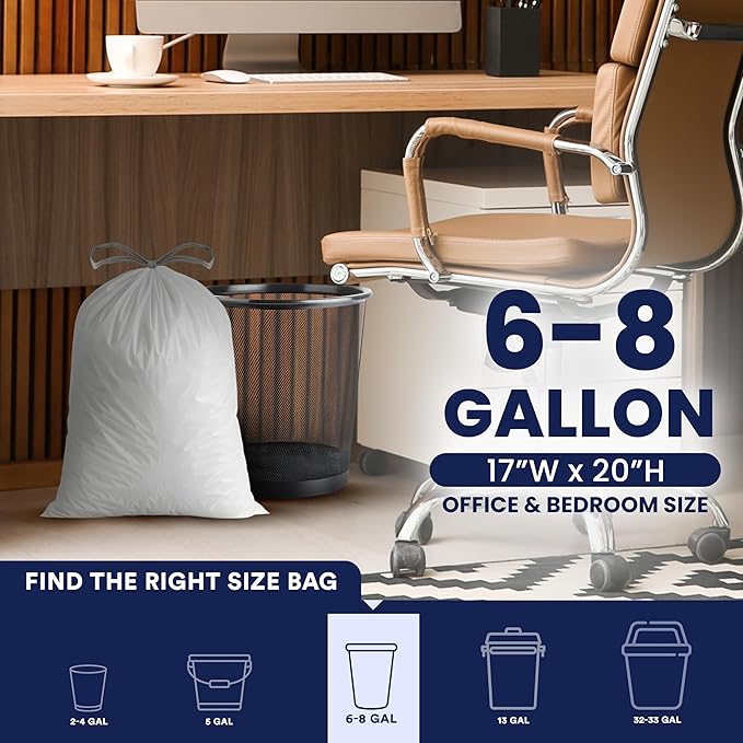 Plasticplace 4 - 6 Gallon White Drawstring Bags, 100% Prime Material, 0.7 Mil - Image 3