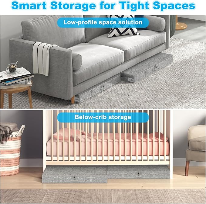 Under Bed Storage Container Bin 4 Pack, 4.5 Inch Slim Low Profile Underbed - Image 5