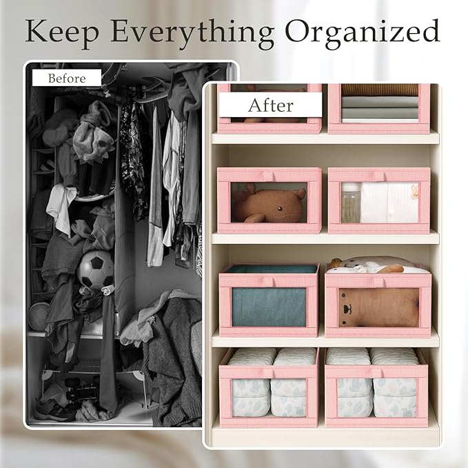 Criusia 4 Pack Linen Closet Organizers and Storage, Closet organizer Large - Image 2