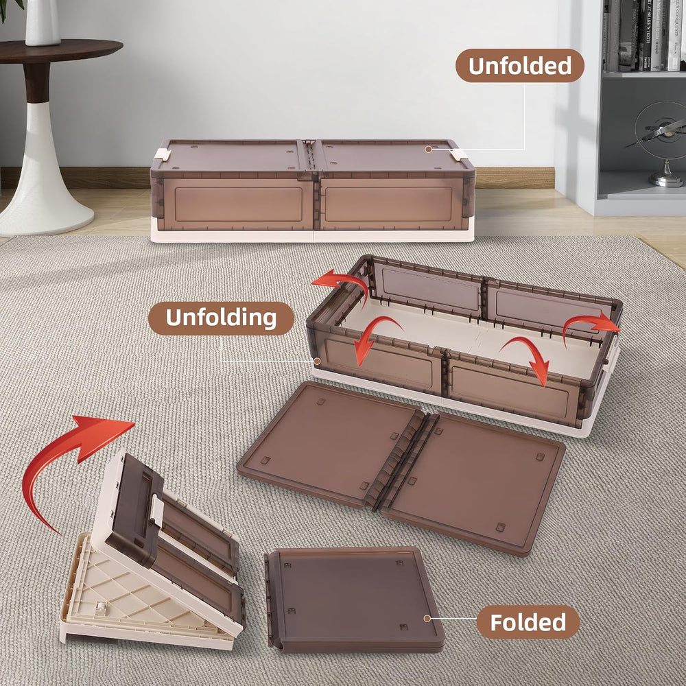 FAHKNS 2 Pack Under Bed Storage with Wheels, 15.2Gal Stackable Under Bed Stor...