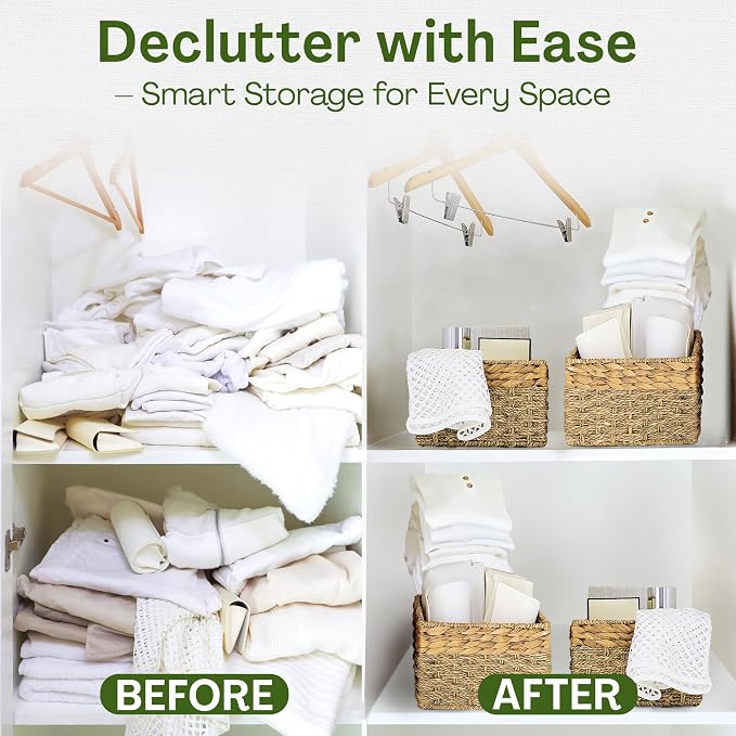 Small Wicker Baskets for Storage 2-Pack, Woven Baskets for Organizing Living - Image 2