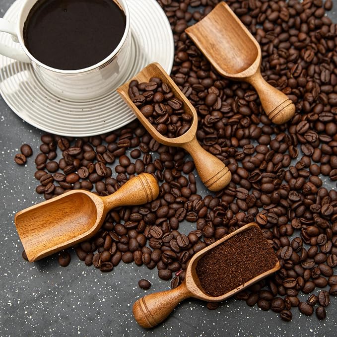 Wooden Scoops for Canisters 4PCS Wooden Scoop for Jars Acacia Mini Measuring - Image 4