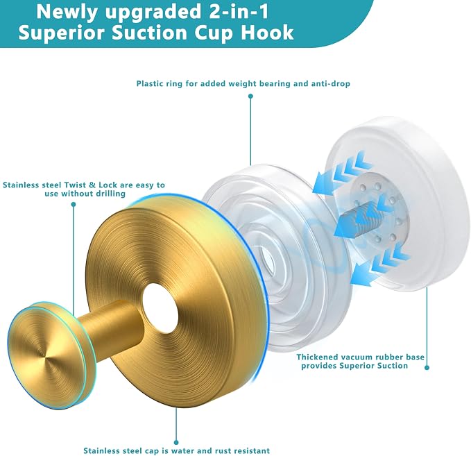 Suction Cup Hooks for Shower, Wreath Hanger for Front Door, Removable No Drill - Image 5