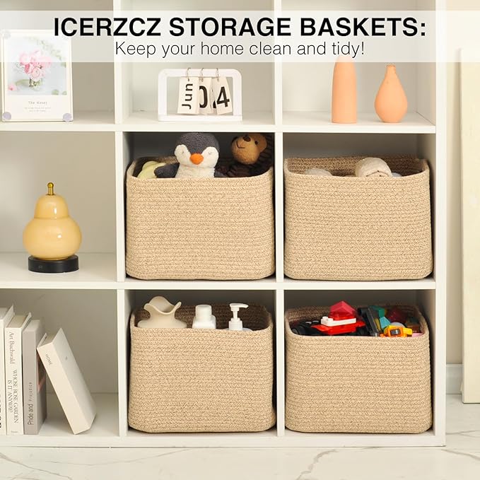 Storage Baskets for Organizing & Shelves, Woven Cotton Rope Organization Bins - Image 6