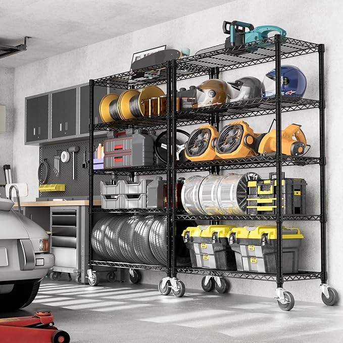 5-Shelf Storage Shelves, Wire Shelving Heavy Duty Metal Storage Shelving Unit - Image 6
