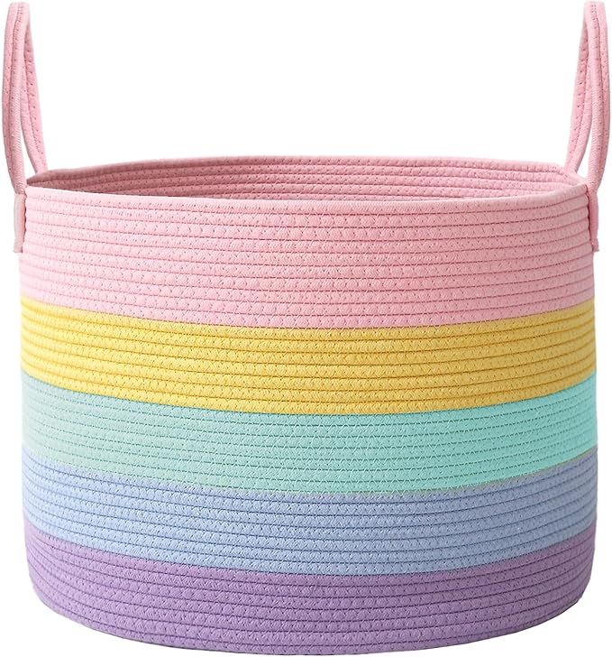 Woven Blanket Basket, 65L Large Rope Storage Bin by JMvicyroam
