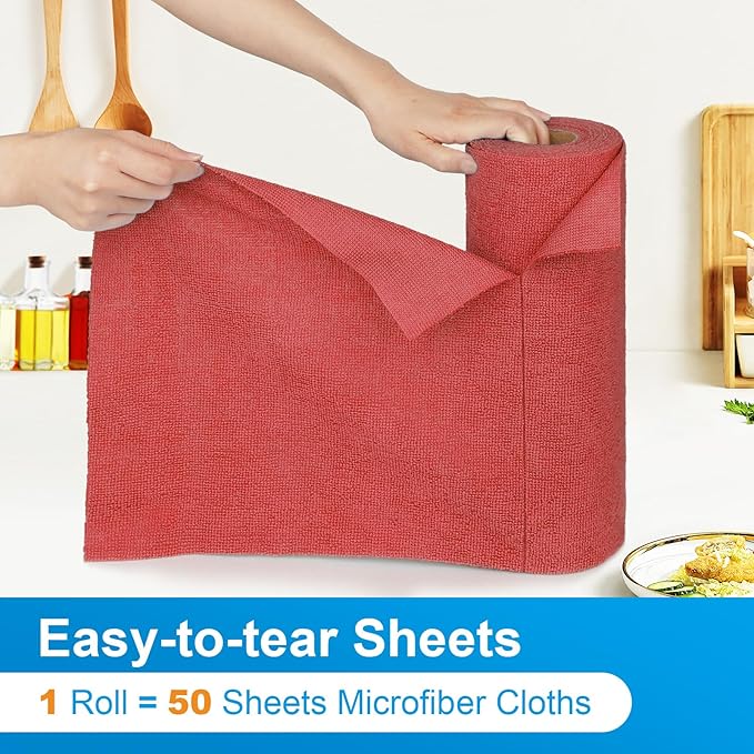 Microfiber Cleaning Cloth, 50 Sheets Shop Towels Commercial Grade Washcloths - Image 3