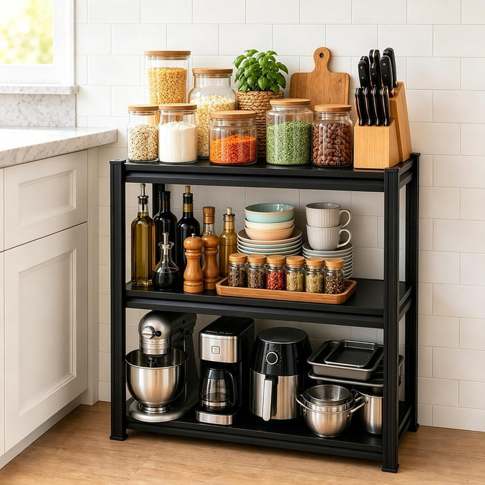 PRESTELION Kitchen Storage Shelf 3 Tier Adjustable Metal Rack