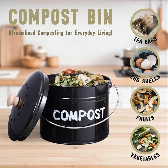 Compost Bin for Kitchen Counter, 1 Gallon Compost Bucket - Image 5