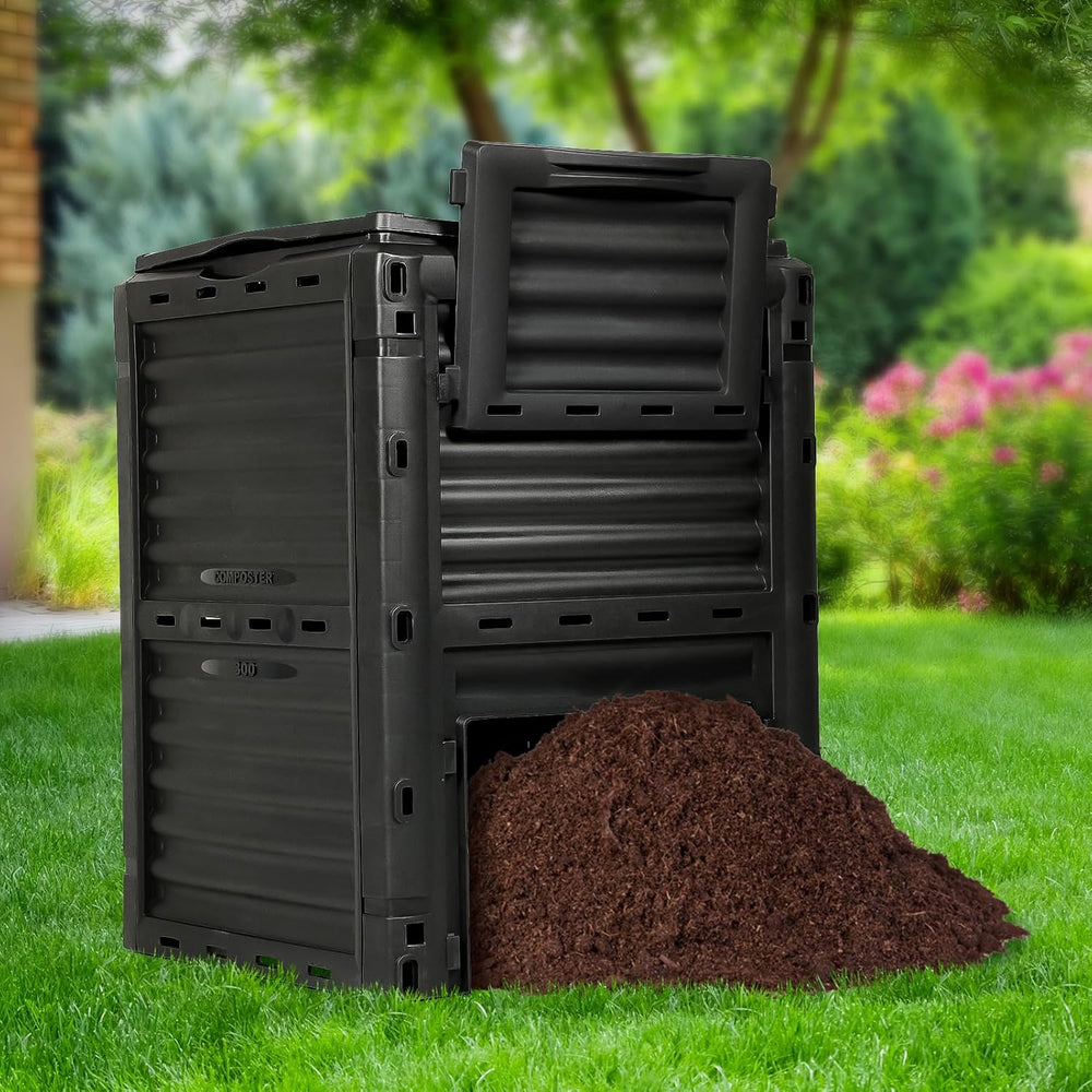 80 Gallon Large Compost Bin Outdoor - 300L High Capacity Composter with Top F...