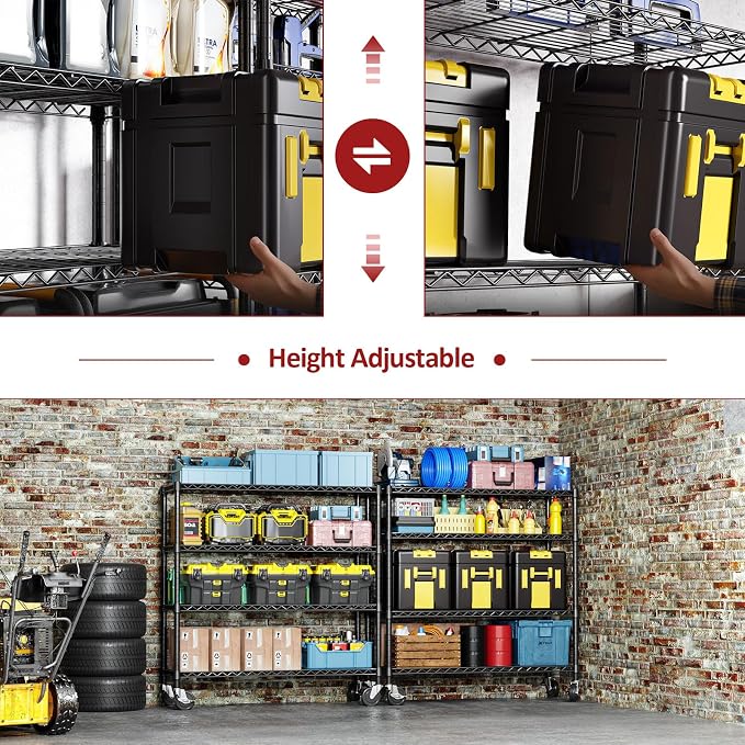 IZEUK 4-Tier Adjustable Heavy Duty Metal Storage Shelving Unit, Wide Utility - Image 5