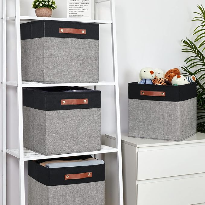 Temary 13 x 13 Storage Cubes Foldable Storage Cubes 4 Pack Canvas Storage Bin - Image 6