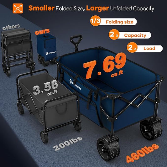 220L Collapsible Wagon Cart Foldable, 460lbs Load Capacity Heavy Duty Folding - Image 2
