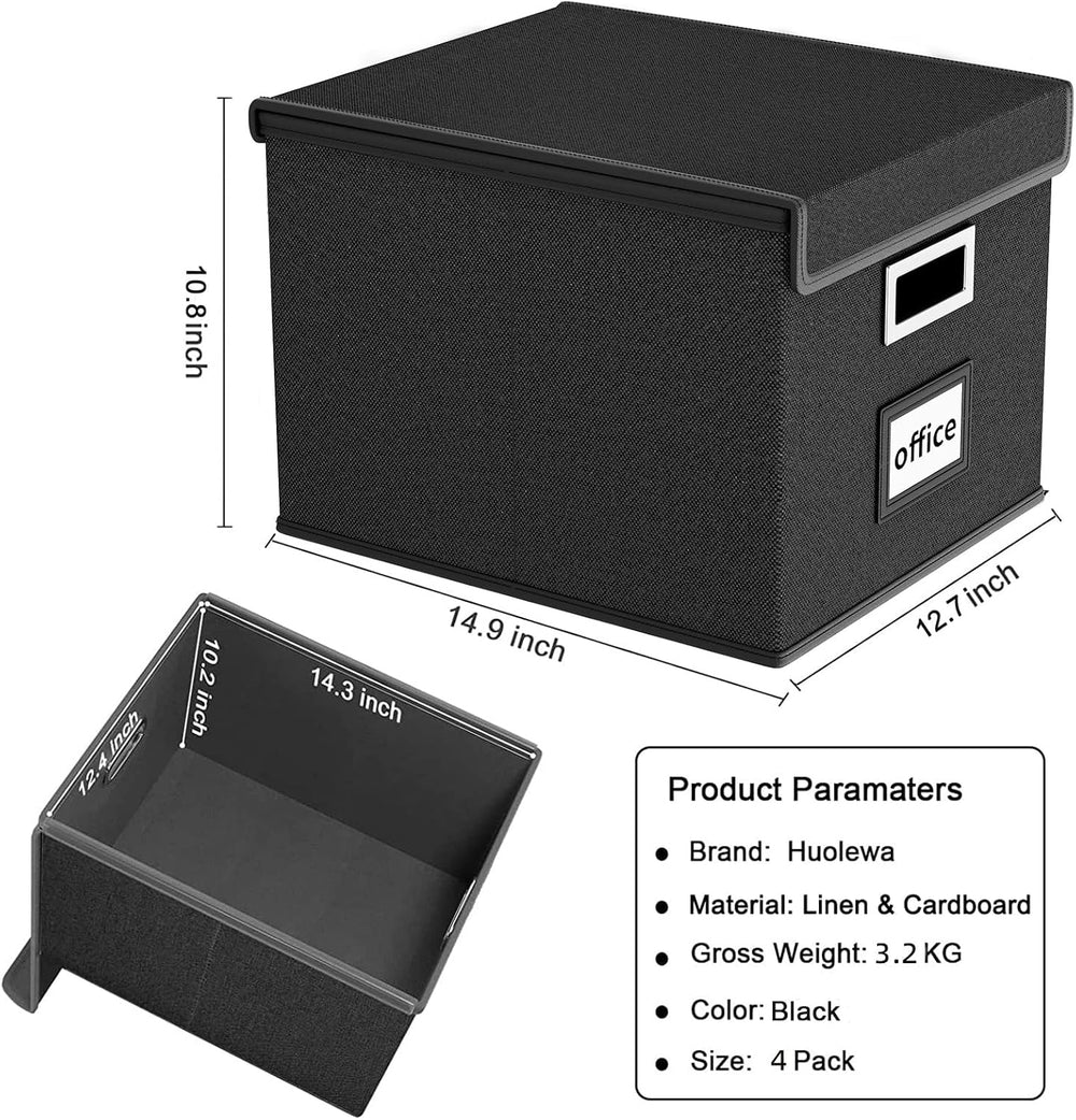 File Organizer Box with Lids, Collapsible File Folder Organizer