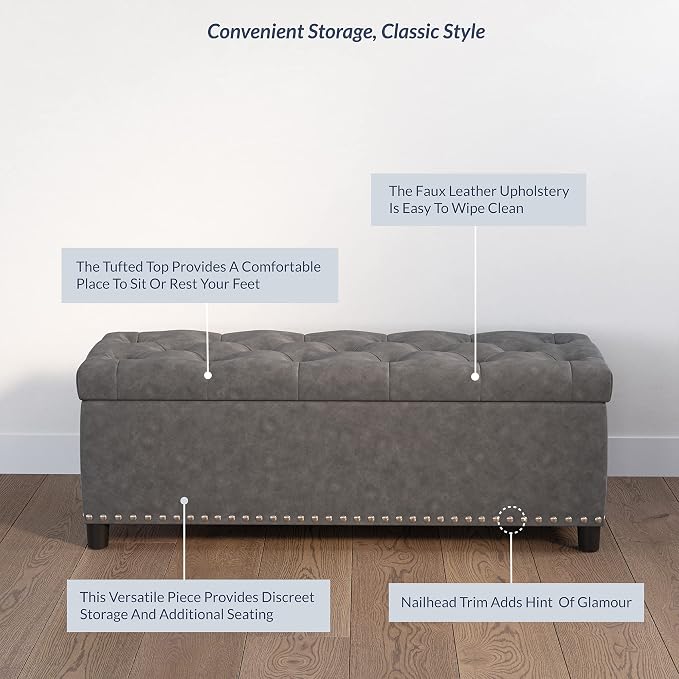 BELLEZE 47" Storage Ottoman, Storage Bench - Image 6