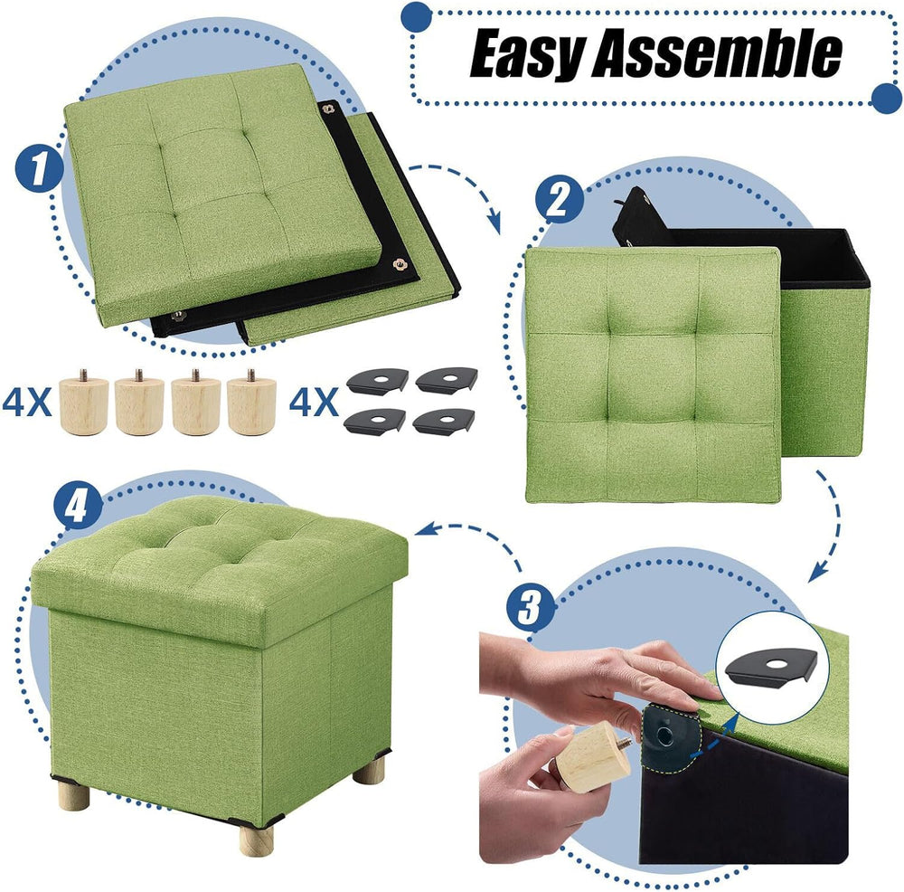 BRIAN & DANY 15 Inches Ottoman with Storage, Square Small Storage Ottoman...