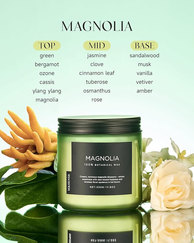 M&SENSE Magnolia Jasmine Spring Scented Candle, 11.6oz 70 Hours Long Lasting - Image 2
