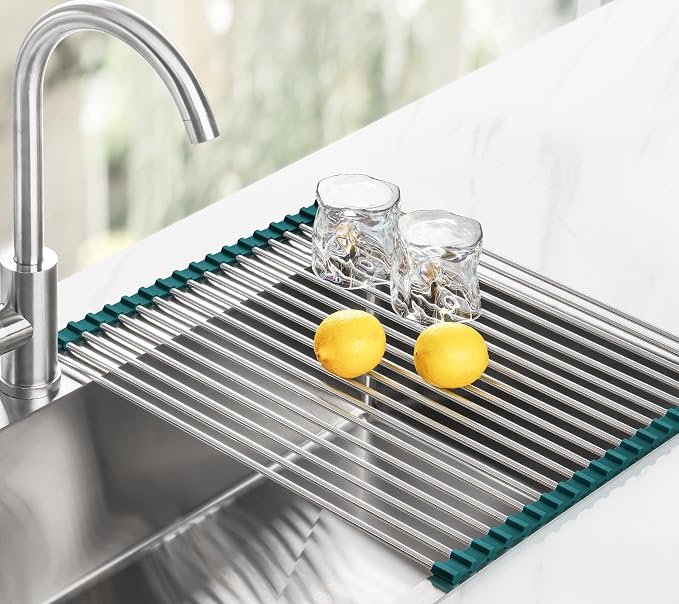 Tomorotec Stainless Steel Roll Up Dish Drying Rack, Foldable Over The Sink - Image 8