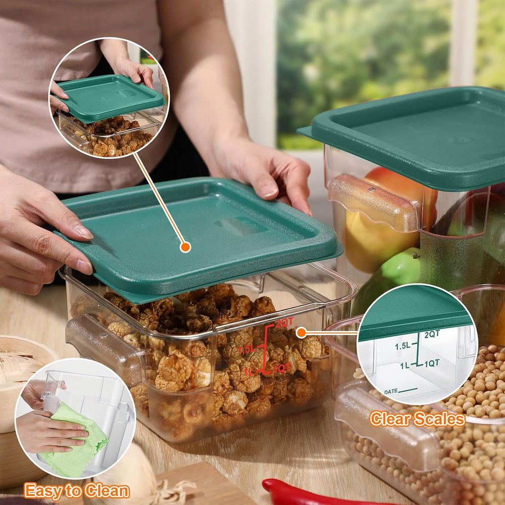 Suclain 8 Pcs Food Storage Container with Lids Set 2qt and 4qt Square Clear C...