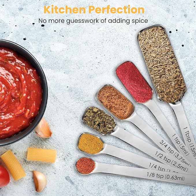 Stainless Steel Measuring Spoons Set of 11, Includes 6 Rectangular Measuring - Image 7