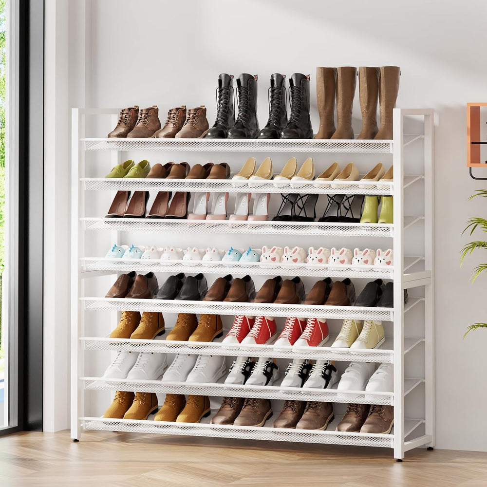 Metal Shoe Rack,Large 8 Tier Shoe Organizer, Heavy Duty Metal 8-Tier Stackabl...